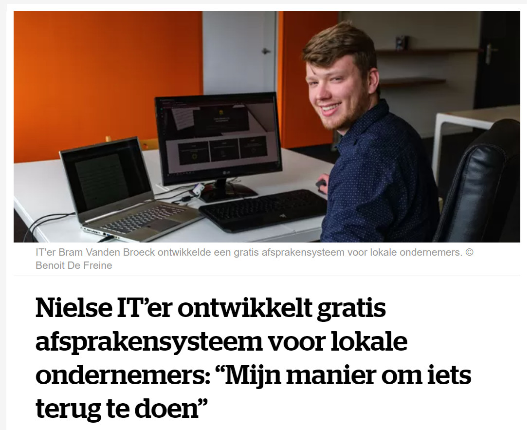 Nielse IT'er ontwikkelt gratis afsprakensysteem voor lokale ondernemers: Mijn manier om iets terug te doen